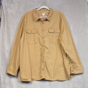 L.L.Bean Women's Chamois Cotton Button Up Shirt Mustard Yellow Outdoor Size 3X